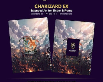 Charizard Extended Art - Pokemon Binder Page & Frame Art - Digital Download - 9 Card Binder Insert - Full Artwork Printable