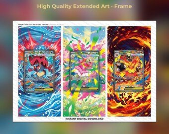 Mega Collection Ascended Heroes Extended Art Frame - Evolution Line Display - 8x10 Frame Display - Printable Wall Art