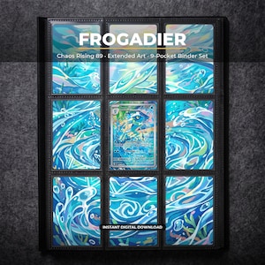 Frogadier 89 Extended Art Pokemon Binder Page | Chaos Rising 9 Pocket Binder & Frame Display | Printable Card Art Digital Download Poster