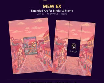 Mew 151 Extended Art - Pokemon Binder Page & Frame Art - Digital Download - 9 Card Binder Insert - Full Artwork Printable