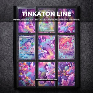 Tinkaton Line Extended Art Pokemon Binder Page | Paldea Evolved 9 Pocket Binder & Frame Display | Printable Card Art Wall Decor Poster