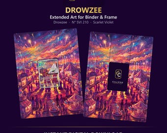 Drowzee Extended Art - Pokemon Binder Page & Frame Art - Digital Download - 9 Card Binder Insert - Full Artwork Printable