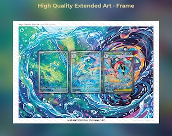 Mega Greninja, Frogadier and Froakie Extended Art - CRI 116 Evolution Line Display - 8x10 Frame Display - Printable Wall Art