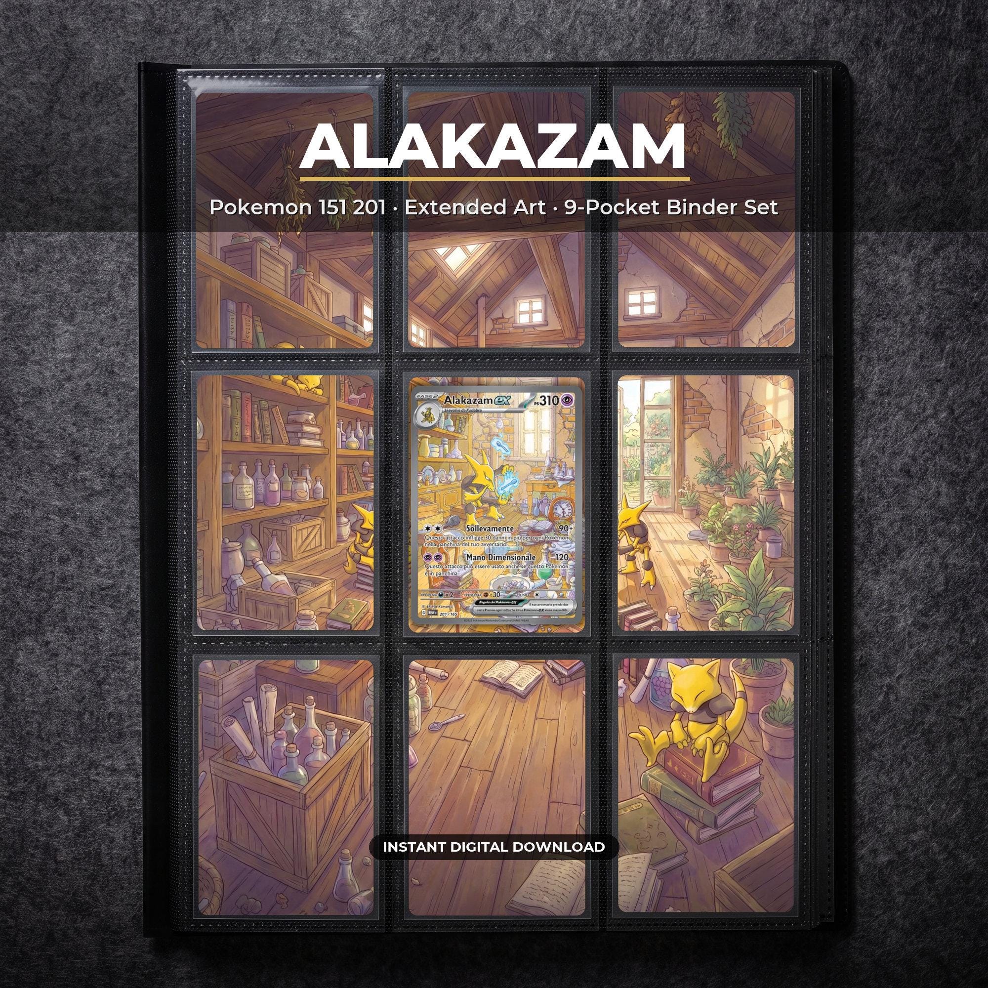 Alakazam 201 Extended Art Pokemon Binder Page | Pokemon 151 9