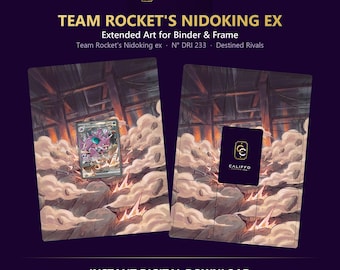 Team Rocket's Nidoking Extended Art - Pokemon Binder Page & Frame Art - Digital Download - 9 Card Binder Insert - Full Artwork Printable