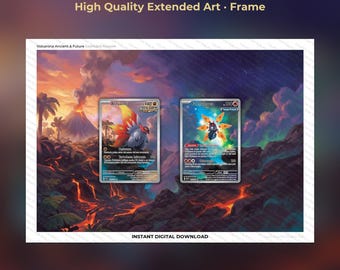 Volcarona Ancient & Future Extended Art Frame - Evolution Line Display - 8x10 Frame Display - Printable Wall Art