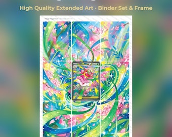 Mega Meganium Extended Art - ASC 272 Pokemon Binder Page & Frame Art - Digital Download - 9 Card Binder Insert - Full Artwork Printable
