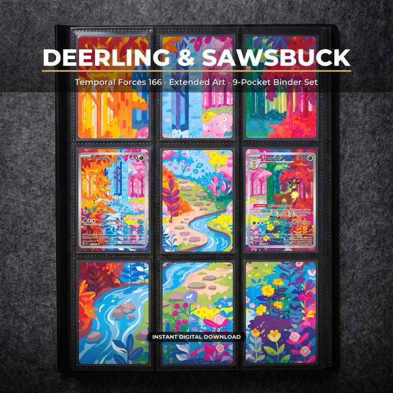 Deerling & Sawsbuck 166 extended art Pokemon binder page, Temporal Forces