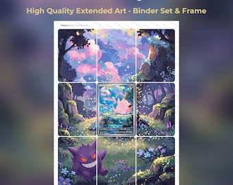 Clefairy Extended Art - POR 094 Pokemon Binder Page & Frame Art - Digital Download - 9 Card Binder Insert - Full Artwork Printable
