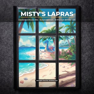Misty's Lapras 194 Extended Art Pokemon Binder Page | Destined Rivals 9 Pocket Binder & Frame Display | Printable Card Art Wall Decor Gift