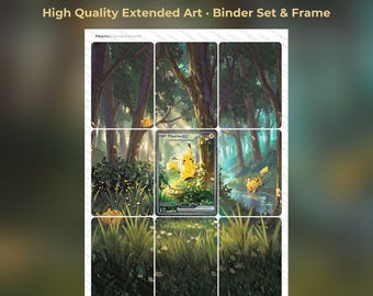 Pikachu Extended Art - ASC 276 Pokemon Binder Page & Frame Art - Digital Download - 9 Card Binder Insert - Full Artwork Printable