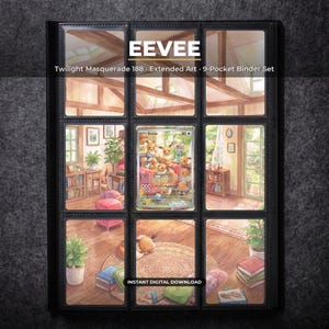Eevee 188 Extended Art Pokemon Binder Page | Twilight Masquerade 9 Pocket Binder & Frame Display | Printable Card Art Wall Decor Poster