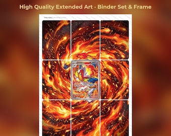 Infernape Extended Art - TWM 173 Pokemon Binder Page & Frame Art - Digital Download - 9 Card Binder Insert - Full Artwork Printable