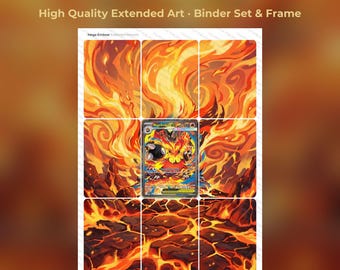 Mega Emboar Extended Art - ASC 273 Pokemon Binder Page & Frame Art - Digital Download - 9 Card Binder Insert - Full Artwork Printable