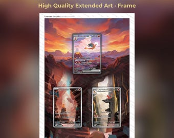 Charizard, Charmeleon and Charmander Extended Art - MEW 199 Evolution Line Display - 8x10 Frame Display - Printable Wall Art
