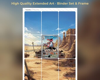 Krookodile Extended Art - BLK 137 Pokemon Binder Page & Frame Art - Digital Download - 9 Card Binder Insert - Full Artwork Printable