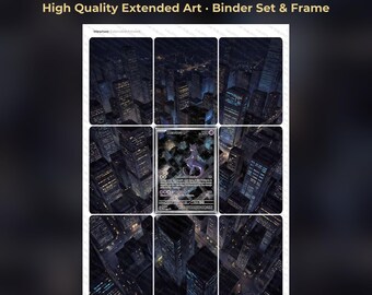 Mewtwo 151 Extended Art - SVP 052 Pokemon Binder Page & Frame Art - Digital Download - 9 Card Binder Insert - Full Artwork Printable