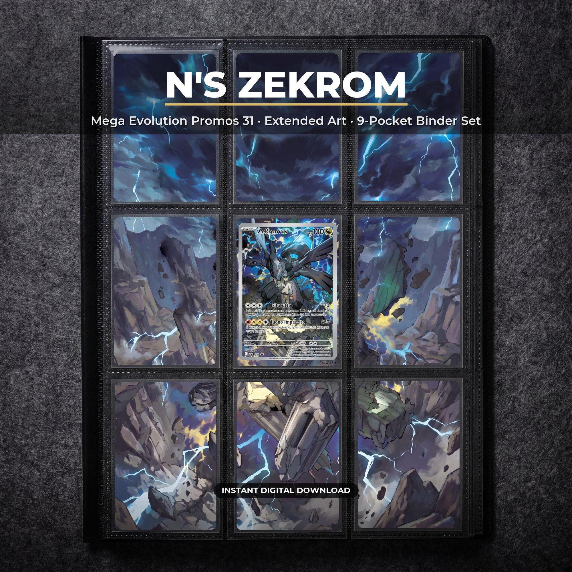 N's Zekrom 31 Extended Art Pokemon Binder Page | Mega Evolution