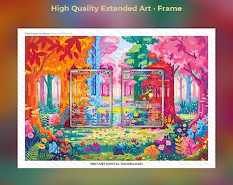 Deerling and Sawsbuck Extended Art Frame - TEF 165, TEF 166 Evolution Line Display - 8x10 Frame Display - Printable Wall Art