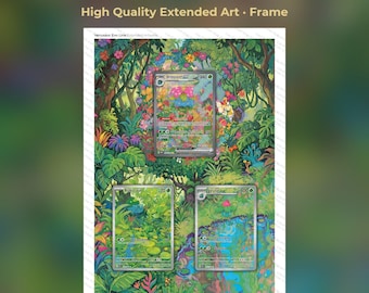Venusaur, Ivysaur and Bulbasaur Extended Art - MEW 198 Evolution Line Display - 8x10 Frame Display - Printable Wall Art