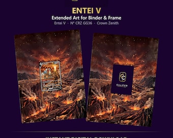 Entei Extended Art - Pokemon Binder Page & Frame Art - Digital Download - 9 Card Binder Insert - Full Artwork Printable