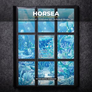 Horsea 67 Extended Art Pokemon Binder Page | Shrouded Fable 9 Pocket Binder & Frame Display | Printable Card Art Home Decor Wall Decor