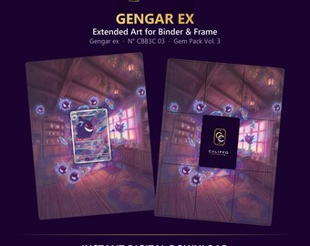Gengar Extended Art - Pokemon Binder Page & Frame Art - Digital Download - 9 Card Binder Insert - Full Artwork Printable