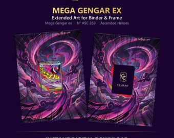 Mega Gengar Extended Art - Pokemon Binder Page & Frame Art - Digital Download - 9 Card Binder Insert - Full Artwork Printable