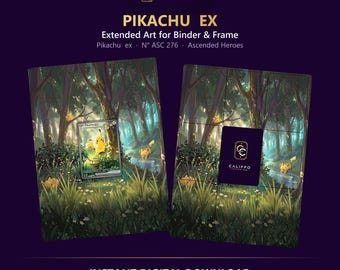 Pikachu Extended Art - Pokemon Binder Page & Frame Art - Digital Download - 9 Card Binder Insert - Full Artwork Printable