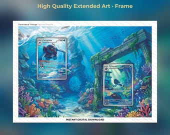 Tirtouga and Carracosta Extended Art Frame - BLK 106, BLK 107 Evolution Line Display - 8x10 Frame Display - Printable Wall Art