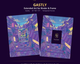 Gastly Extended Art - Pokemon Binder Page & Frame Art - Digital Download - 9 Card Binder Insert - Full Artwork Printable