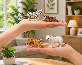 Coleção de 12 figuras de felinos da selva – Conjunto de presente com filhotes realistas de tigre, leão e leopardo