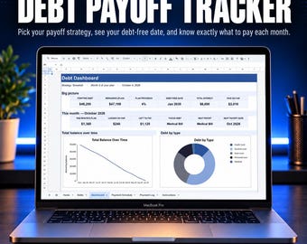 Debt Payoff Tracker Spreadsheet, Debt Snowball Avalanche Calculator, Credit Card Tracker, Excel Google Sheets Template, Instant Download