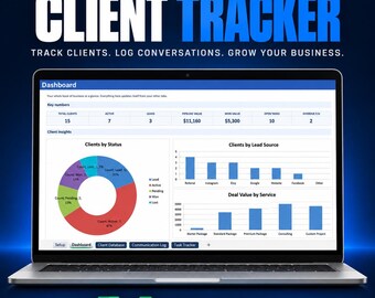 Client Tracker Spreadsheet, CRM Template and Client Database, Task Tracker, CRM Dashboard, Google Sheets Template