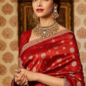 Conjunto de joyas nupciales indias: gargantilla Kundan, collar de oro antiguo con rubí verde y pendientes Tikka, conjunto tradicional de boda pakistaní.