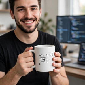 Funny Coding Mug While Alive Eat Sleep Code - Programmer Coffee Mug 15oz - Software Developer Gift - Coder Mug - Funny Computer Science Mug