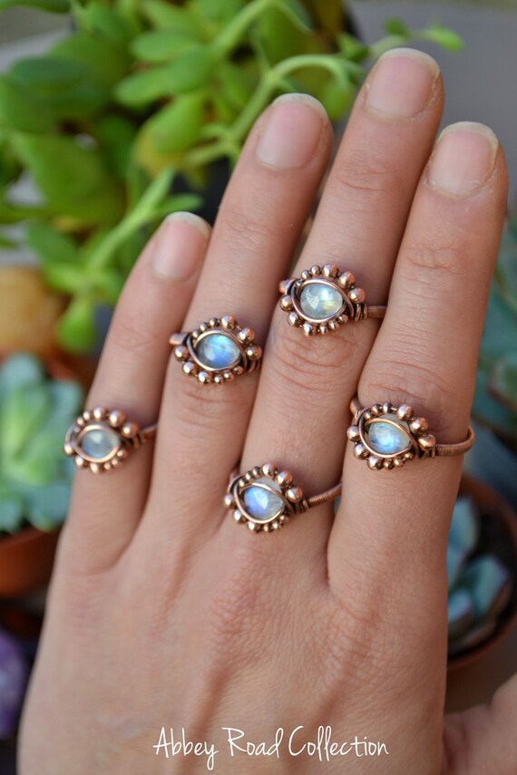 Silver Moonstone Ring Moonstone Ring Moonstone Ring Size J 12 Electroformed Moonstone Ring
