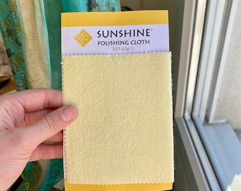 Groot formaat! Sunshine-poetsdoek. 19 x 13 cm. Zilverpoetsdoekje. Sieradenpolijstdoek. Metaalpolijstdoek.Koperen polijstdoek