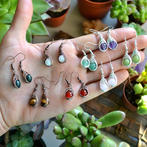 Gemstone clearance bead earrings