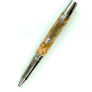 Aangepaste houten balpen - met de hand gedraaide mooie kamfer burl - fijne schrijfpen - Made In USA roestvrij staal hardware - 007BPB