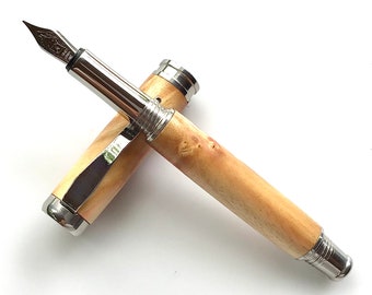 Pluma estilográfica de madera - Flame Box Elder - Herrajes de acero inoxidable fabricados en EE. UU. - 502FPSSB