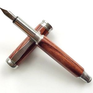 Wooden fountain Pen - Kingwood - Made In USA Stainless Steel Hardware - 003FPSSF