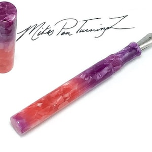 Acrylic Fountain Pen - Purple and Flame Orange Crush Acrylic - See Video - Bespoke Kitless Fountain Pen - 005BSE