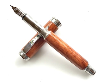 Füllfederhalter aus Holz - Schöner Curly Rambutan - Made in USA Edelstahl-Hardwares - 006FPSSC