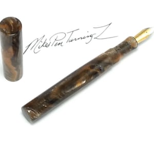 Acrylic Fountain Pen - Copper Brown Foam all Metallic Acrylic - See Video - Bespoke Kitless Fountain Pen - 003BSE