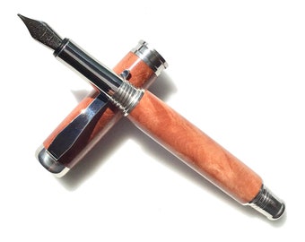 Pluma estilográfica de madera - Madroño veteado - Fabricada en EE. UU. - Herrajes de acero inoxidable - 002FPSSG
