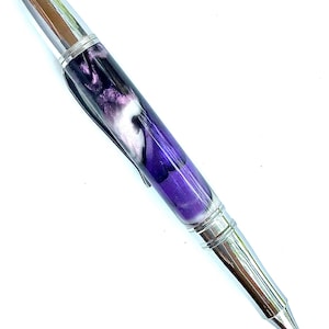 Aangepaste acryl pen hand gedraaid - mooie paarse zwart, wit en lavendel - Made In USA roestvrij staal Hardware - 003BPA