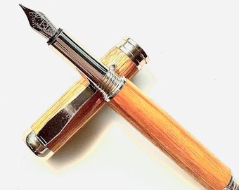 Pluma estilográfica de madera - Madera de tulipán - Fabricada en EE. UU. Herrajes de acero inoxidable - 004FPSSA
