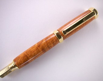 Wooden Rollerball Pen - Amboyna Burl - Gold Hardware - Stock# 190RBH