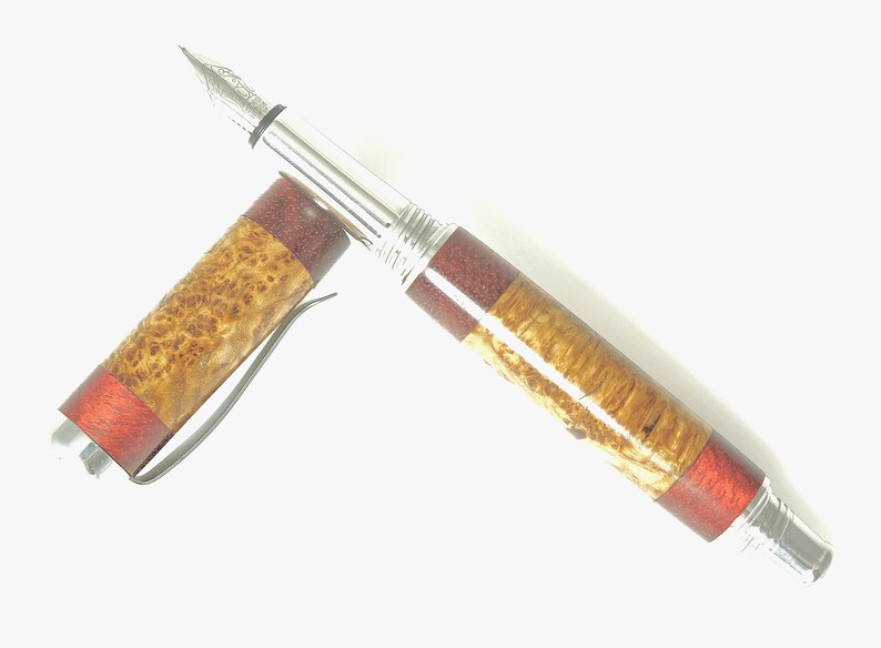 Wooden Pen Fountain Beautiful Black Ash Burl Bloodwood image 0